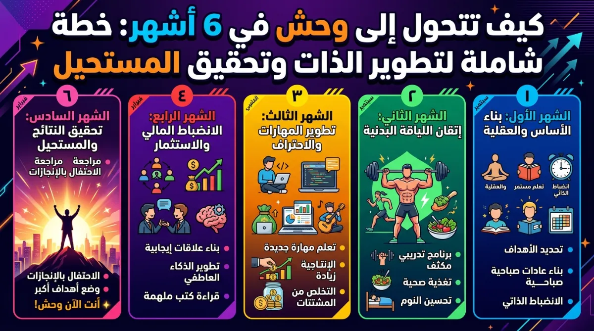 كيف تتحول إلى وحش في 6 أشهر: خطة شاملة لتطوير الذات وتحقيق المستحيل