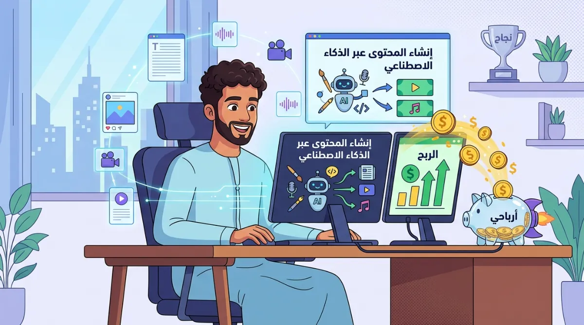 الربح من إنشاء المحتوى عبر الذكاء الاصطناعي: دليلك الشامل لتحويل الإبداع إلى دخل