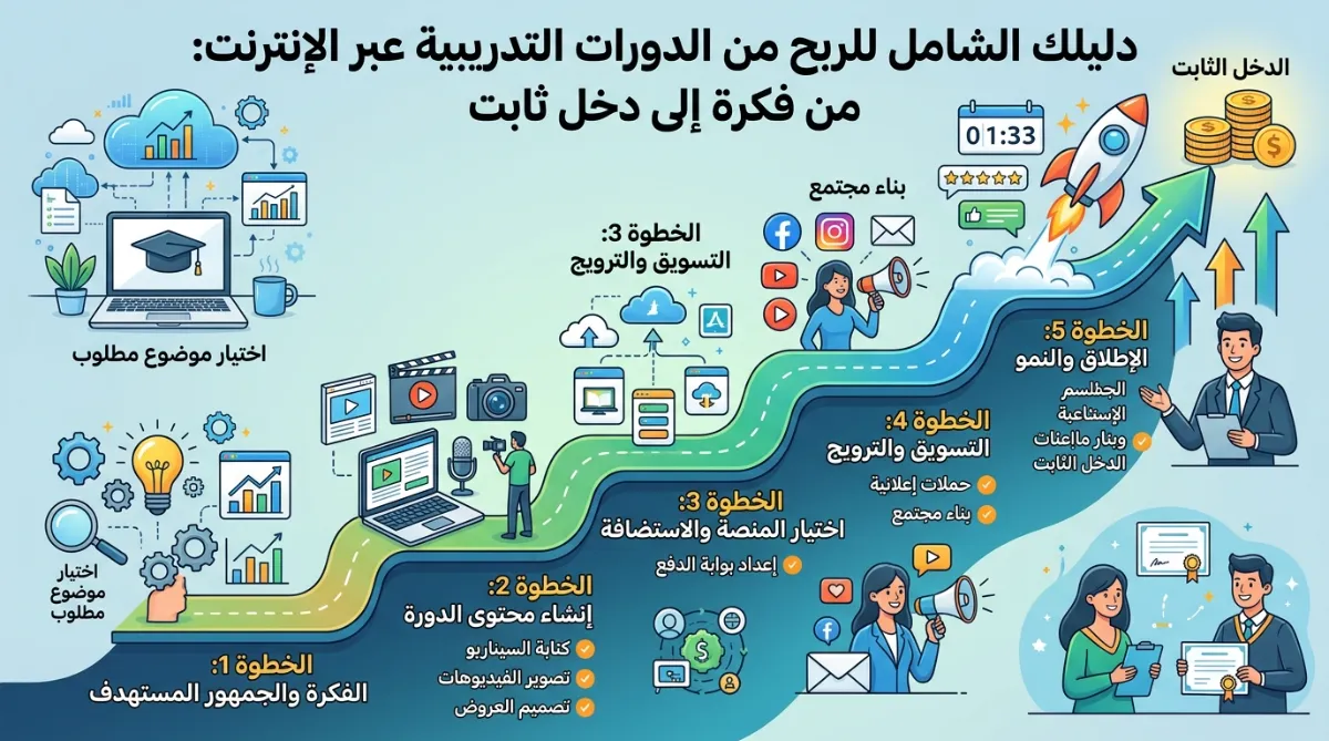 دليلك الشامل للربح من الدورات التدريبية عبر الإنترنت: من فكرة إلى دخل ثابت